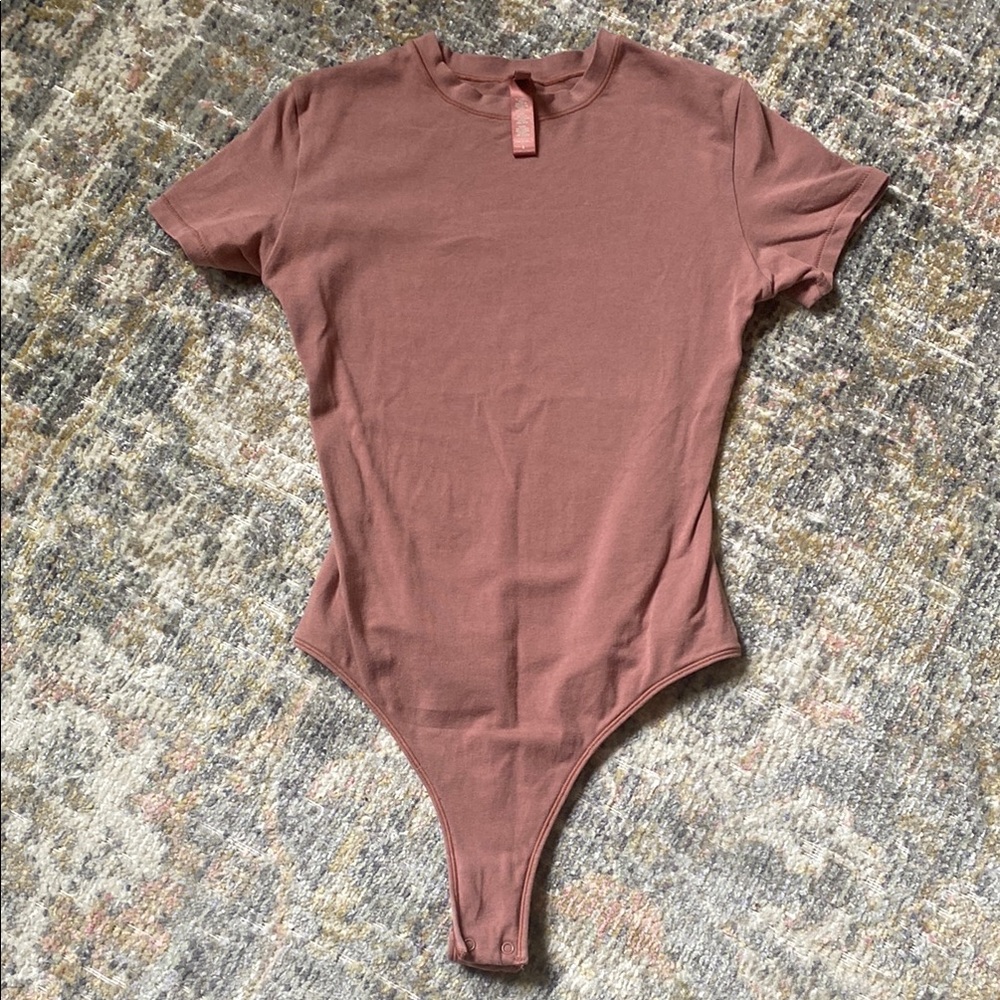 SKIMS Pink Bodysuit Crew Neck